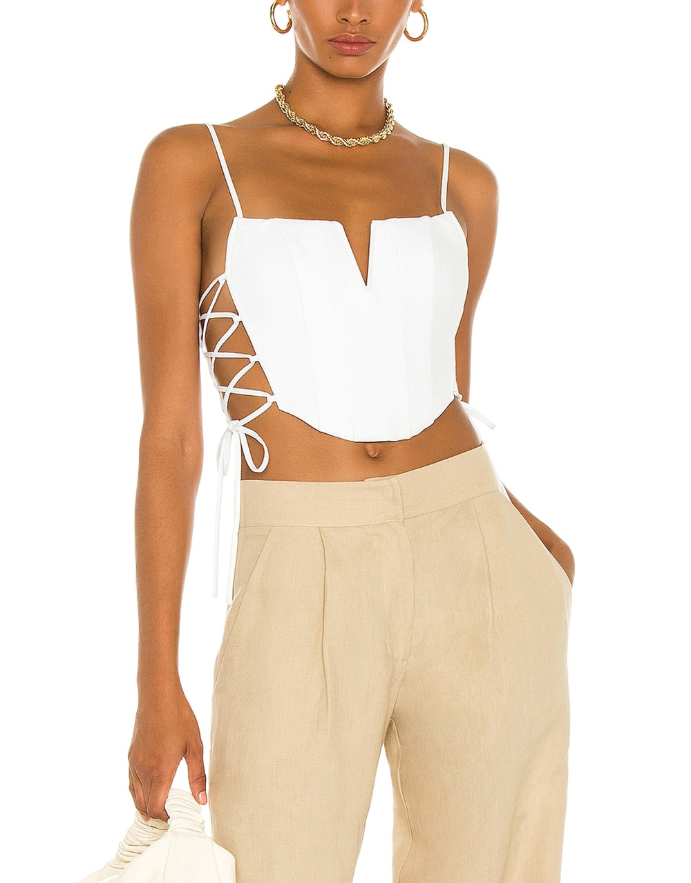 NBD Structured White Katerina Bustier Top Size M NWT